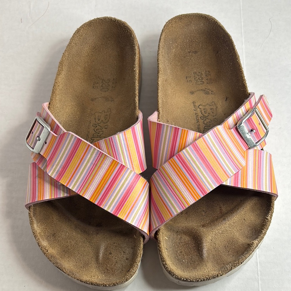 Birkenstock Colorful Striped Women’s Sandals Sz 5 Excellent Condition